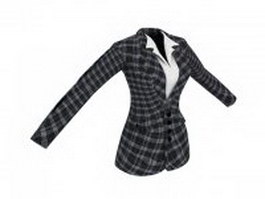 Plaid suit jacket for women 3d model preview