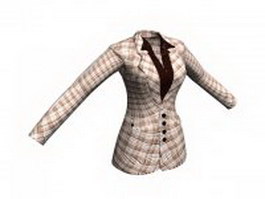 Women's plaid suit jacket 3d model preview
