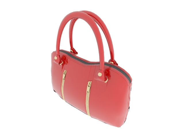 Red patent leather handbag 3d rendering