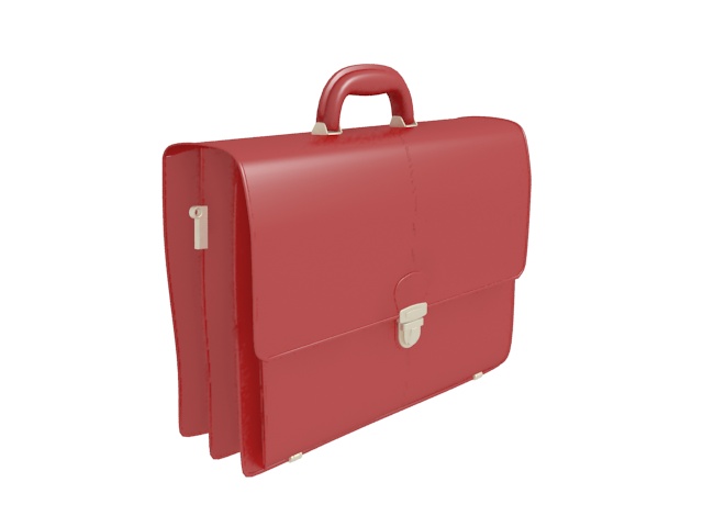 Red leather briefcase 3d rendering