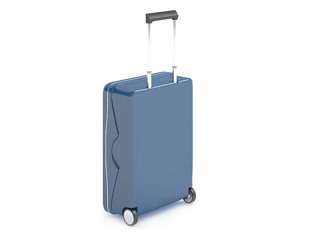 Blue luggage suitcase 3d rendering