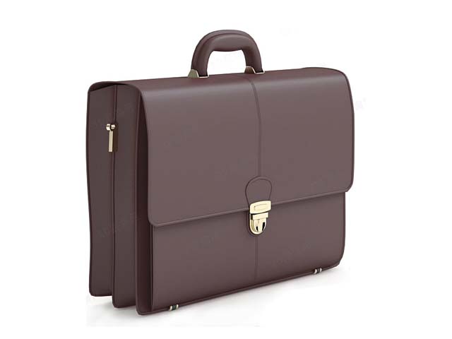 Brown leather briefcase 3d rendering