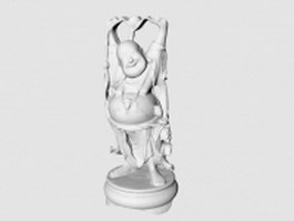 Stone standing Buddha 3d model preview