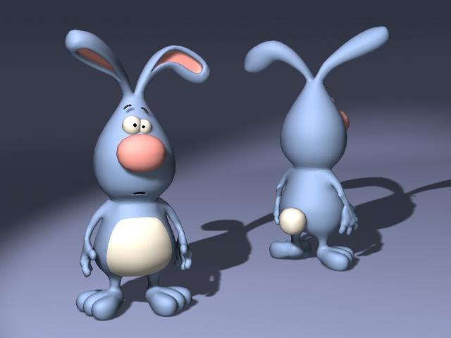 Blue rabbit character 3d rendering