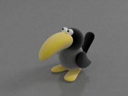 Cartoon crow bird 3d model preview