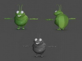 Cute green bug 3d model preview