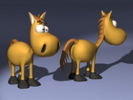 Cartoon cute little horse 3d model preview