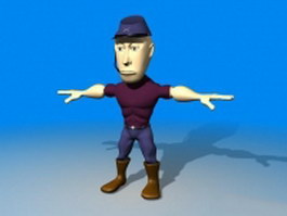 Cartoon man with hat 3d model preview