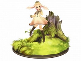 Anime elf girl 3d model preview