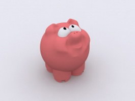 Pink cartoon pig 3d model preview