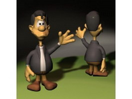 Cartoon man in suit 3d model preview