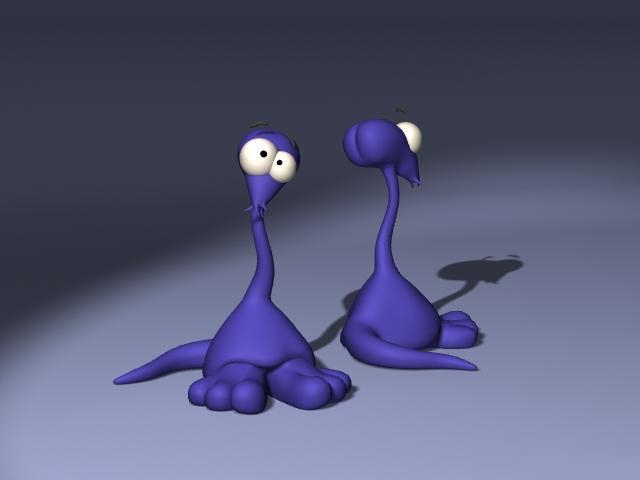 Blue cartoon monster 3d rendering