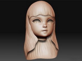 Girl head 3d model preview