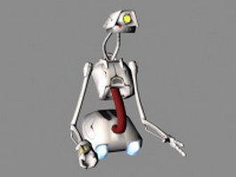 Rigged little white robot 3d model preview
