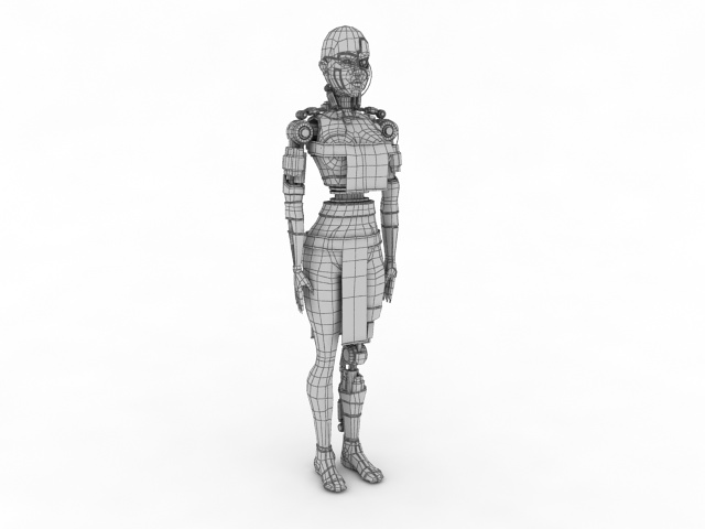 Female robot 3d rendering