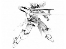 Rigged Gundam Exia 3d model preview