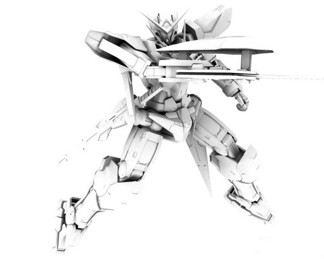 Rigged Gundam Exia 3d rendering