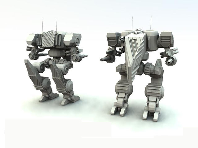 Assault mech robot 3d rendering