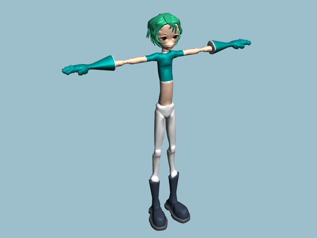 Cartoon girl figure 3d rendering