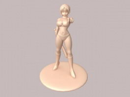 Anime girl figure 3d model preview