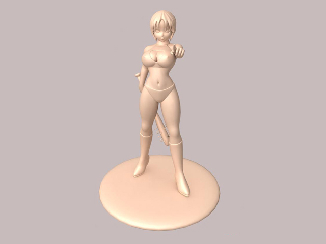 3D model of anime girl desktop action figure. 