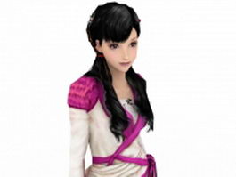Traditional Chinese girl 3d model preview