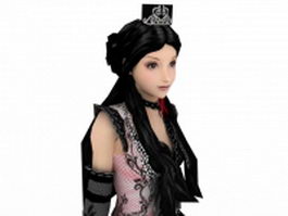 Gothic girl 3d model preview