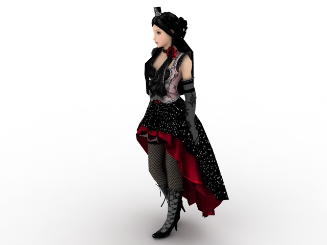 Gothic girl 3d rendering