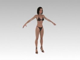 Rigged woman 3d model preview