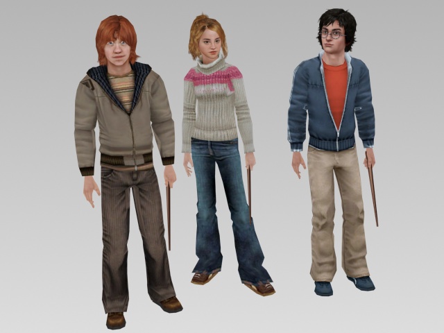 Harry Potter characters 3d rendering