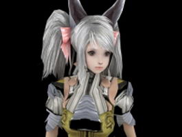 Anime fighter girl 3d model preview