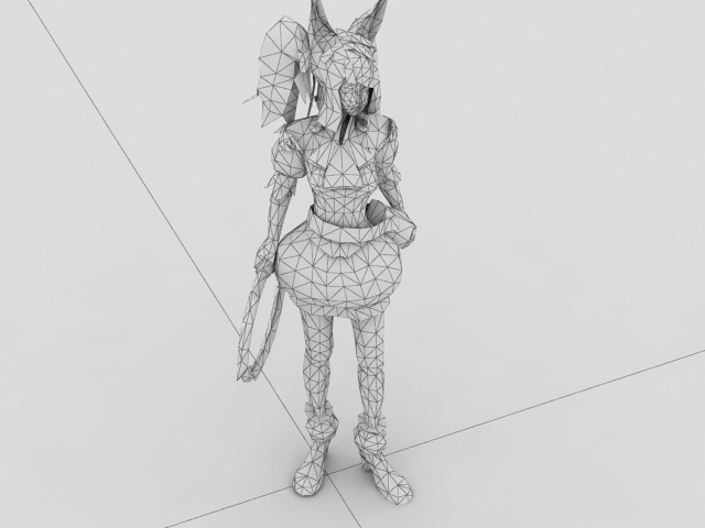 Anime fighter girl 3d rendering