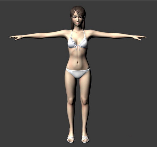 Girl in bikini 3d rendering
