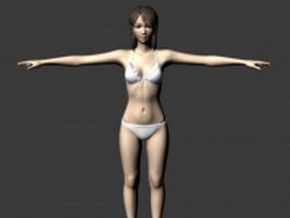 Girl in bikini 3d model preview