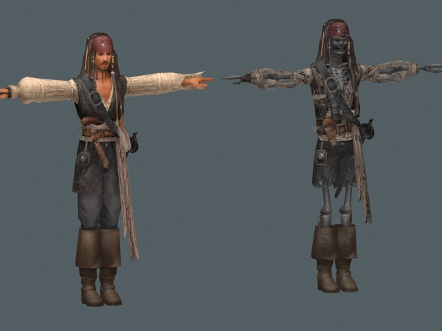 Pirate Jack Sparrow 3d rendering