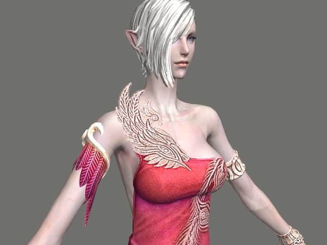 High elf female character 3d rendering