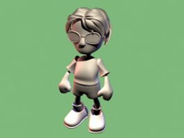 Cartoon boy with glasses 3d model preview