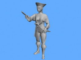 18th century British naval officer 3d model preview
