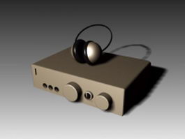 Amplifier with headphone 3d model preview