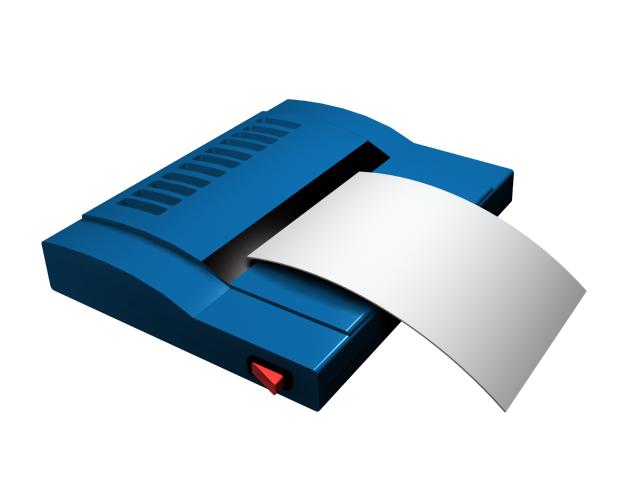 Blue fax machine 3d rendering