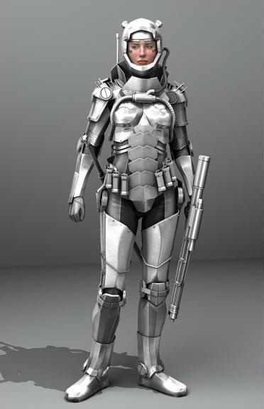 3D model Sci-fi female armor VR / AR / low-poly rigged