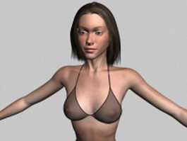 Woman in lingerie rigged 3d model preview