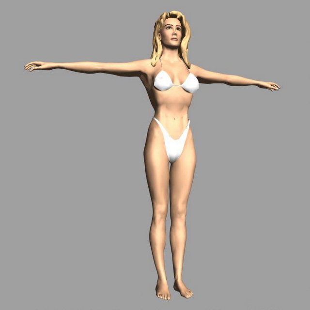 Bikini blonde woman 3d rendering