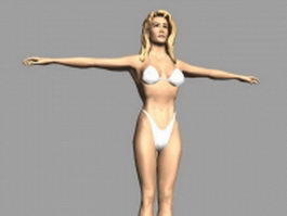 Bikini blonde woman 3d model preview