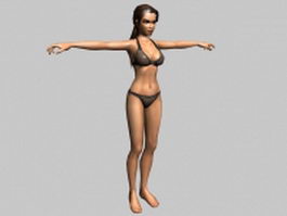 Girl in underwear 3d model preview