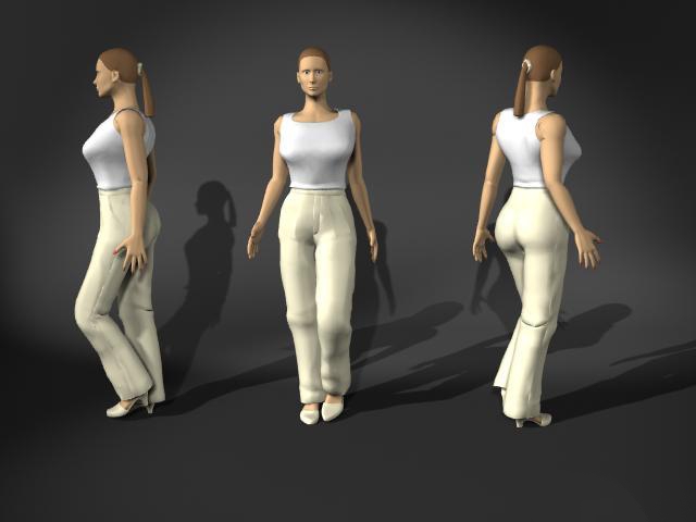 Young woman walking pose 3d rendering