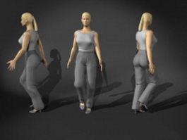 Casual woman walking 3d model preview