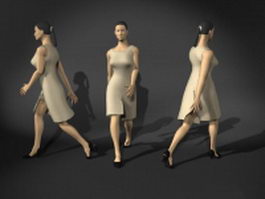 Office woman in walking pose 3d model preview