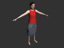 Middle aged woman in T-pose 3d model preview