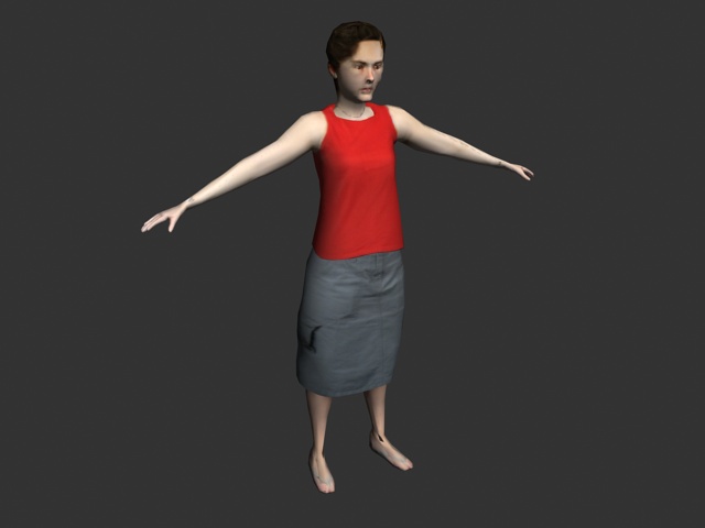 Middle aged woman in T-pose 3d rendering